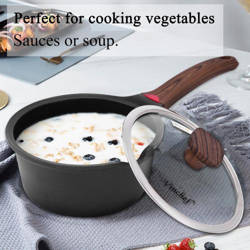 Vinchef 2QT Nonstick Sauce Pan with Lid, Ceramic Coating