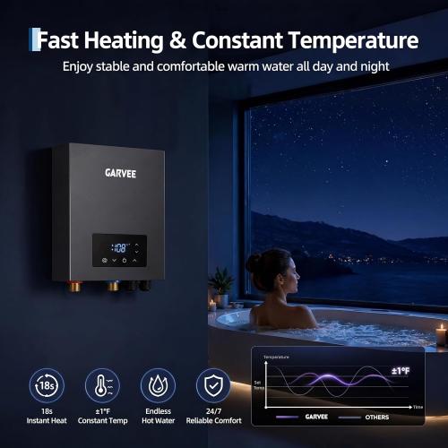 Garvee 14kW Electric Tankless Water Heater 240V Digital Instant Hot Water
