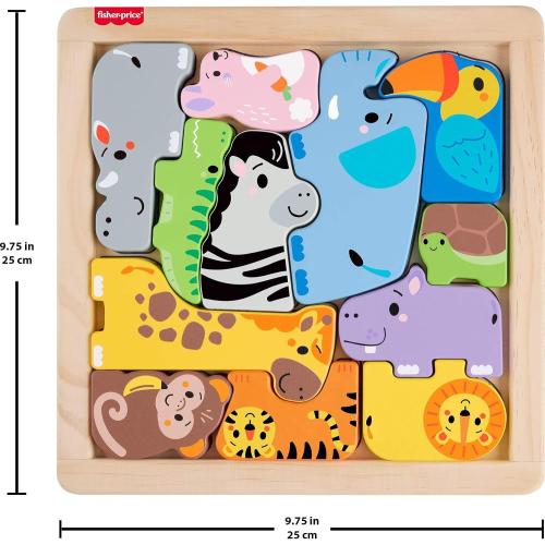 Fisher-Price Wood Toddler Toy Animal Puzzle