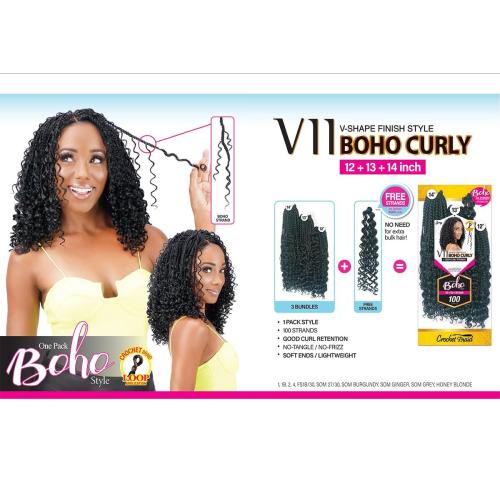 Royal Zury Crochet Briad V-shape Finish Style V11 Boho Curly (12 13 14) (SOM 27/30)