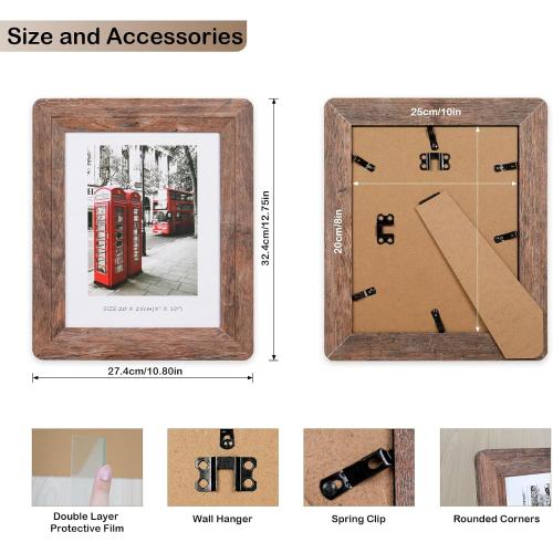 8x10 Wooden Picture Frames with Real Tempered Glass Rounded Corners