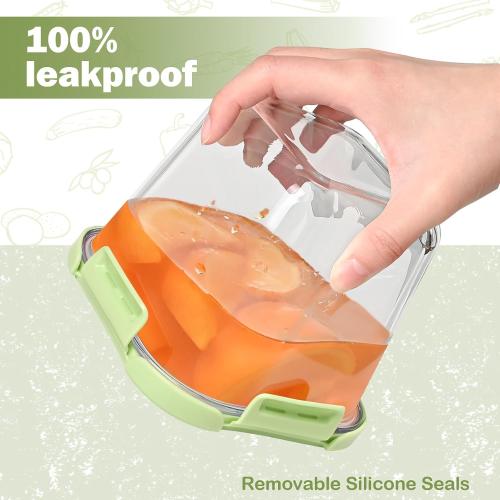 Borosilicate Glass Soup Containers with Lids, 4 Cup/32 oz, 6 Pack