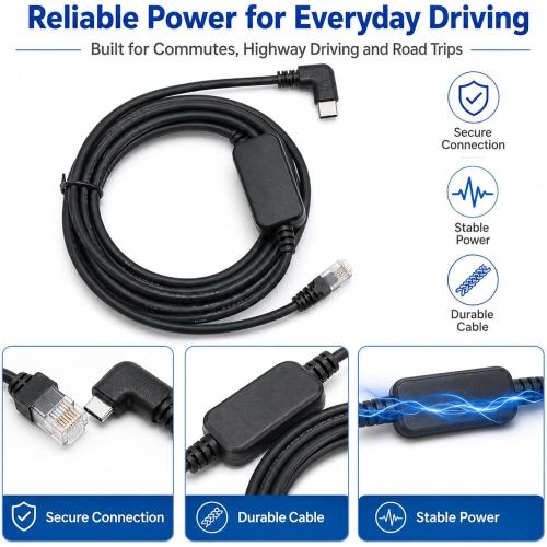 5.6FT USB C to RJ11 for Uniden Radar Detectors Power Cord, 5V to 12V