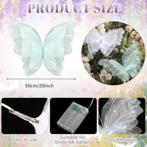 Yinkin 2 Pcs 20'' Christmas Large 3D LED Butterfly Decorations Green White
