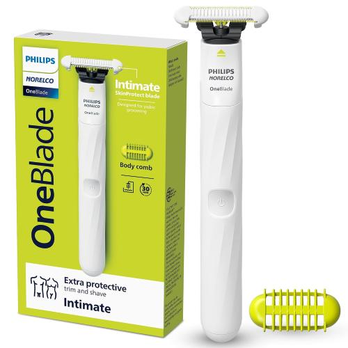 Philips Norelco OneBlade Intimate, Designed For Pubic Grooming, Trim & Shave With Extra Skin Protection, Model QP1924/70