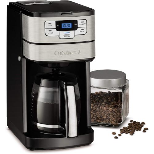Cuisinart Automatic Grind & Brew 12-Cup Coffee Maker with Blade Grinder, Programmable Coffee Machine Glass Carafe with 1-4 Cup Setting, Brew Pause, Grind-Off Option, DGB-400NAS, Black/Stainless Steel