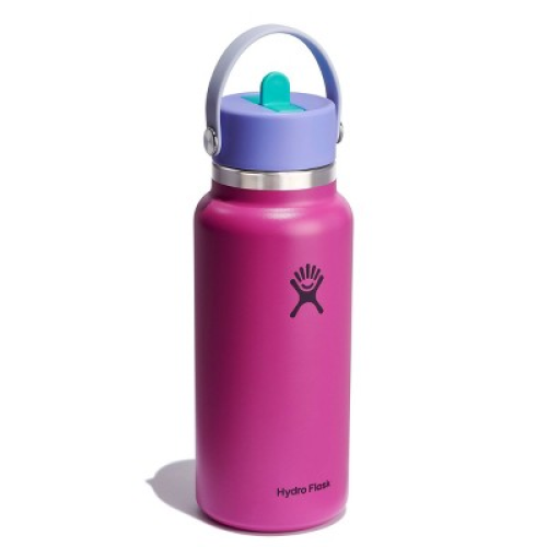 Hydro Flask 32oz Wide Mouth Flex Straw Water Bottle Holiday Punch: BPA-Free, Vacuum-Insulated, Leakproof, Dishwasher-Safe