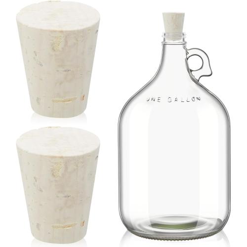 Ziliny 2 Pcs Carboy Cork Stopper, Glass Carboy Cap for 1, 3, 5, 6 Gallon Glass Water Jug, Wood Tapered Fermentation Cap Cork Stoppers, 0 .87 x 1.57 x 1.3 Inches