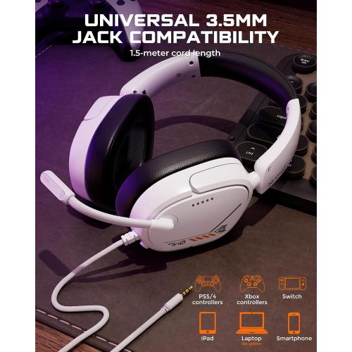 NUBWO HG04L Gaming Headset for PS5/PS4, Xbox Series X|S/Xbox One, Switch – 250g Lightweight, Clear Unidirectional Mic, Soft Memory Earmuffs, 3.5mm Jack for Gaming & Work (Splitter not Included)