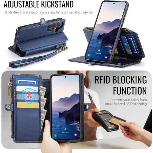for Galaxy S26 - Phone Case Wallet Magnetic Detachable, Navy Blue