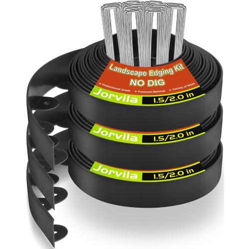 Jorvila No Dig Landscape Edging Kit, 1.5 x 100' Plastic Garden Edging