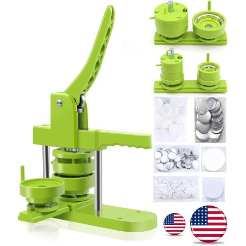 Happizza Button Maker Machine Multiple-Sizes - Pin Maker Machine 1.25 inch 2.25 inch, Interchangeable Button-models Badge Button Press Machine with 200 Sets 32 58mm Button Maker Supplies&Circle Cutter