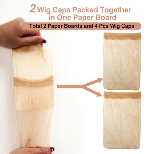 BEEOS Skinlike HD Wig Cap, 4 Pieces Invisible and Sheer Breathable Ultra-thin Stretchy Stocking Caps for Lace Front Wigs