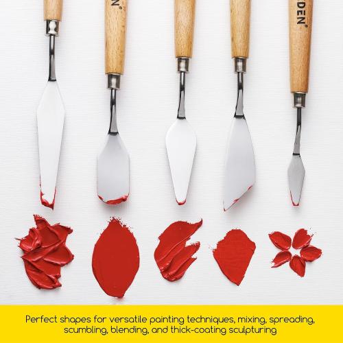 MEEDEN 5Pcs Palette Knife Set: Stainless Steel Painting Knives Wood Handle