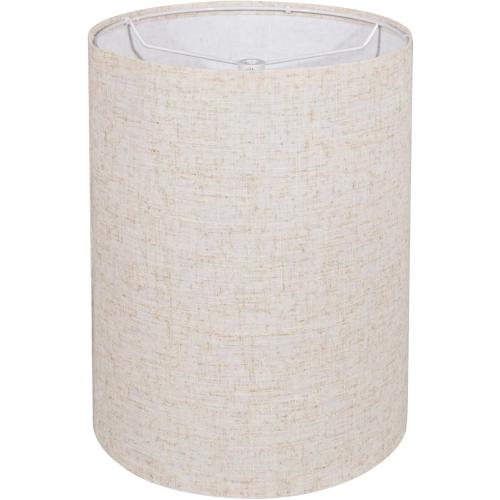 Tall Drum Lamp Shade for Table Lamps, Floor Lamp, Cloth Lampshade 10 Top X 10 Bottom X 13 High, Beige Large Line Fabric, Easy Assembly