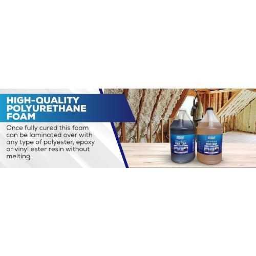 Fiberglass Supply Depot 2 Lb Density Expanding Pour Foam, 2 Part Polyurethane Closed Cell Liquid Foam for Boat and Dock Flotation, Soundproofing, Filling Voids, and Insulation (1 Gallon Kit)