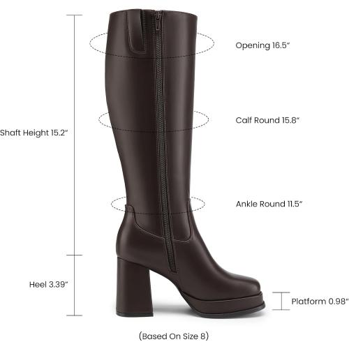 SIZE 8.5 ❗❗Athlefit Platform Knee High Boots Women Square Toe Chunky Heel Fall Boots