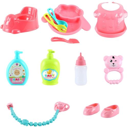deAO Baby Doll Stroller Nursery Pretend Play Toy Set with Play Mat,Doll Bed