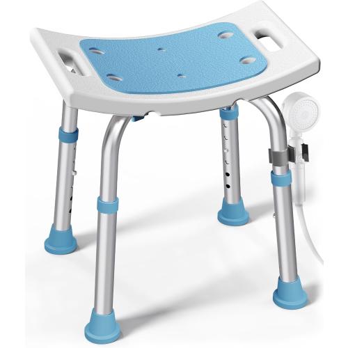 Shower Chair for Inside Shower, FSA/HSA Eligible 400 lbs Adjustable Shower Stool with Suction Feet, Shower Seat for Inside Tub Bathroom Bench Bath Chair for Elderly and Disabled