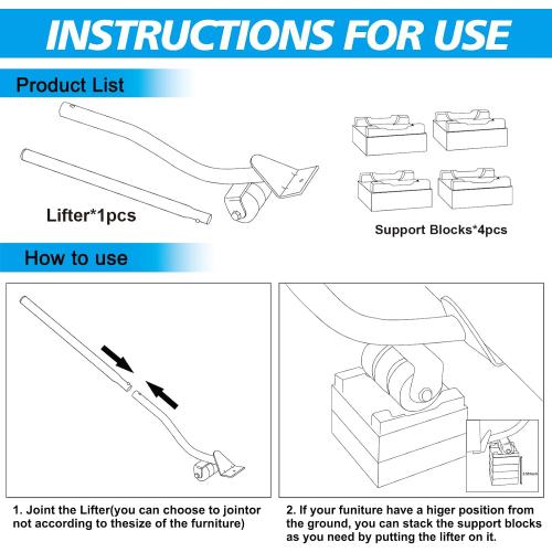 22 Furniture Lifter Tool, Appliance Metal Lifter for Heavy Furniture Grey