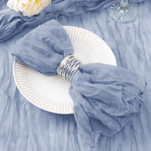 DeZerlor Dusty Blue Washable Cheesecloth Napkins Set of 20 for Wedding