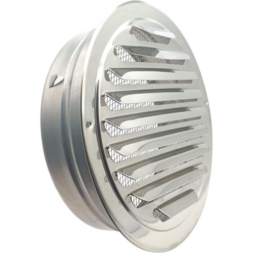 8 Inch/200mm Round Air Outlet Vent Stainless Steel Soffit Vent Louver Grille Cover with Built-in Screen Mesh for Wall Ceiling