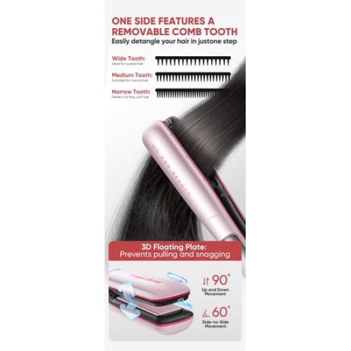 Beautigo Steam Hair Straightener Flat Iron, Anti-Frizz Moisturizing Steam, Reduce Heat Damage, 20s Fast Heat, Ceramic Plates for Thick, Curly & Frizzy Hair, Rose Gold