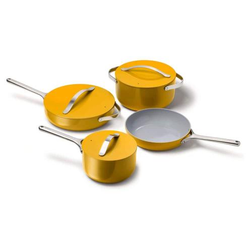 Caraway Home 12pc Cookware Box Set Marigold: Nonstick Ceramic Cookware, Stainless Steel Handles, Induction Compatible