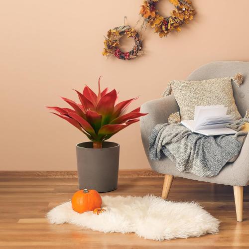 Velener Fall Fake Agave Artificial Plant, Red Fake Succulents Plant for Room Decor, Unpotted Faux Agave Stems Plant for Fall Outdoor/Indoor Decor, 18 inches, Set of 1