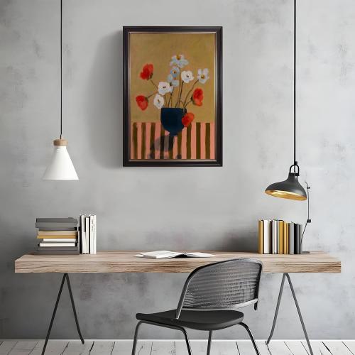Black Framed Vintage Floral Oil Painting Canvas Wall Art Romantic Flower Bouquet Poster Classic Botanical Colorful Artwork Elegant Rustic Aesthetic Prints for Bedroom Home Decor 12x16inch