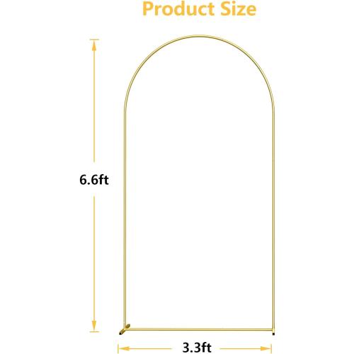 6.6FT Metal Arch Backdrop Stand Gold Balloon Arch Frame for Wedding Party