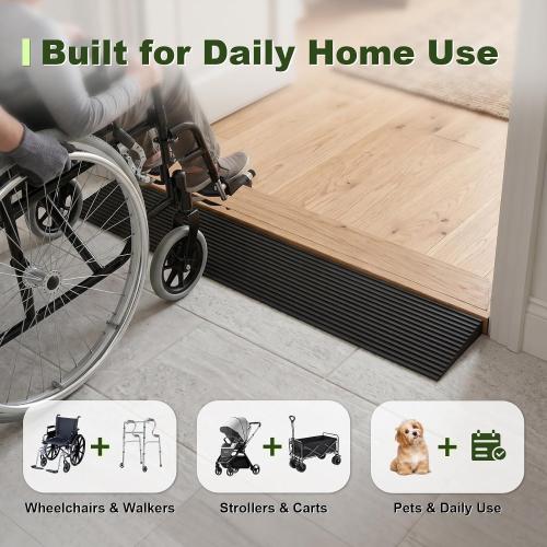 1 Rubber Threshold Ramp, Wheelchair Ramp for Doorway