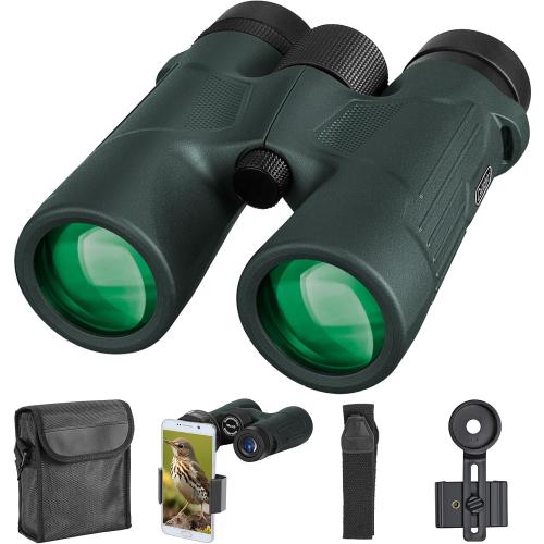 10x42 HD Binoculars for Adults High Powered with Phone Holder, BAK4 Prism Waterproof Travel Binoculars for Bird Watching Hiking Camping Wildlife Viewing Outdoor Concerts Sports