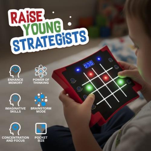 Electronic Light-Up Activity Pad for Kids Ages 6-12  | 8-in-1 Handheld Game | Brain & Memory Games | Great Gift Ideas for Boys and Girls. Focus Training | Educational Travel Toy