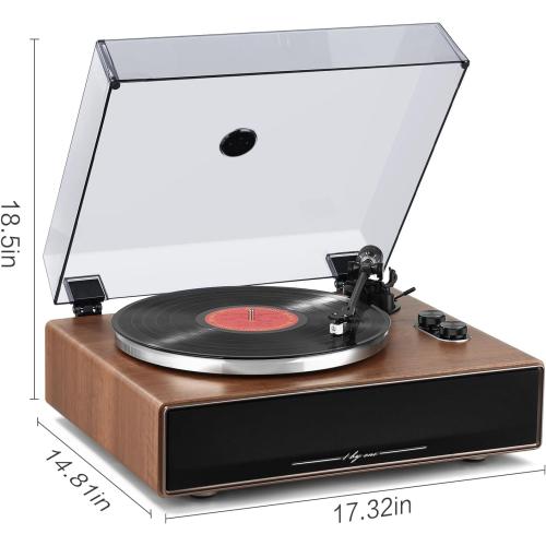 1 BY ONE Vinyl Record Player with Built-in Speakers, Belt-Drive Turntable