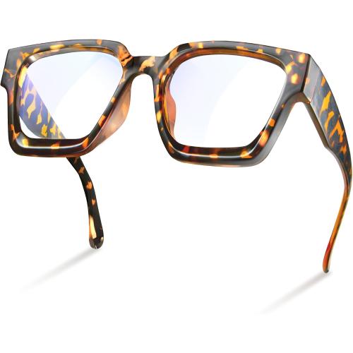 livho Oversized Eyewear Frame for Woman and Men - Rectangle Fashion Glasses for Computer, Chic Preppy Frame