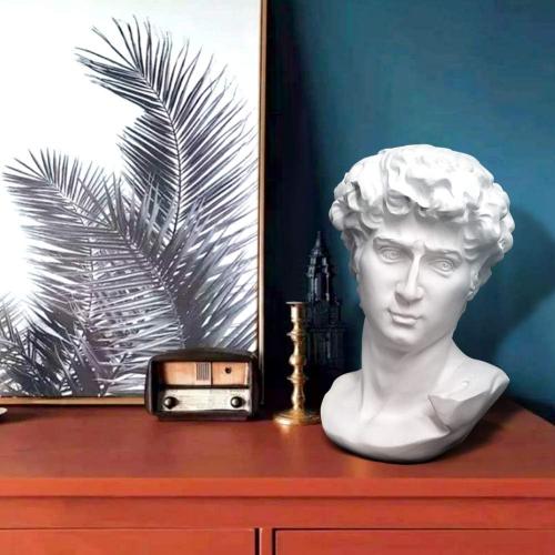 YUEOECOR 12in Greek Statue of David, Classic Roman Mini Bust Greek Mythology Sculpture for Home Decor