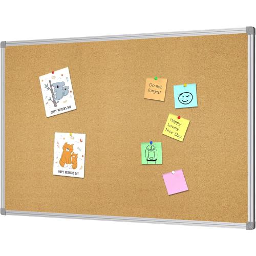 Lockways Cork Board 36 x 24 Bulletin Board, Double Sided Corkboard | Wall-Mounted Aluminum Framed Message Presentation Notice Board 3 x 2