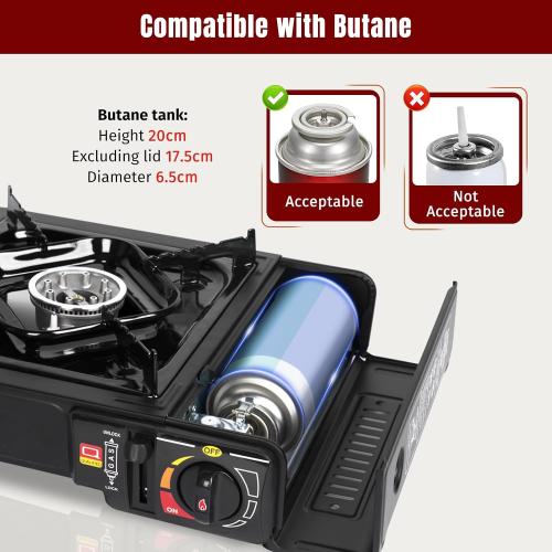 SHINESTAR Portable Butane Camping Stove with Carrying Case, 7800 BTUs