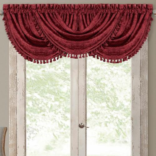Elrene Home Fashions Antonia Waterfall Tassel 36-in Rouge Polyester Rod Pocket Valance
