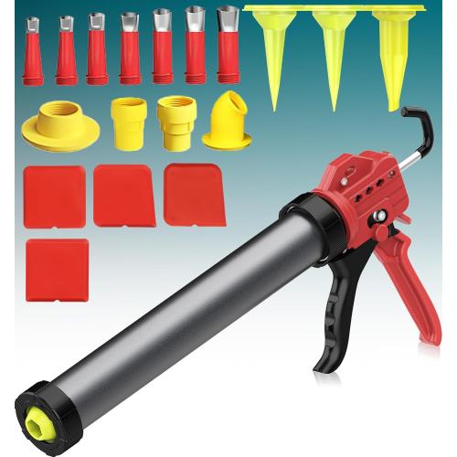 20 oz Sausage Caulk Gun, One-Touch Drip-Free | Effortless & Professional Design with Heavy-Duty Metal Body, 18:1 Thrust Ratio | for 20 oz Sausage Packs