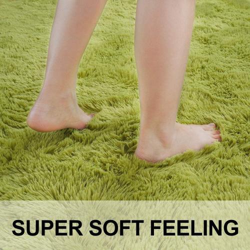 Merelax Modern Soft Fluffy Shaggy Rug for Bedroom Livingroom Small Chair Decor Rugs Feet Floor mats , Non-Slip Plush Furry Fur Area Rugs Comfy Nursery Accent Floor Carpet 2 X 3 Feet, Green