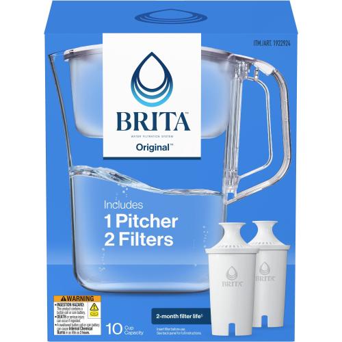 Brita Champlain 10 Cup Water Pitcher, 2 Filters
