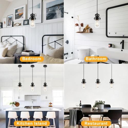 foucasal Pendant Lights Kitchen Island, Black Modern Hanging Pendant Light