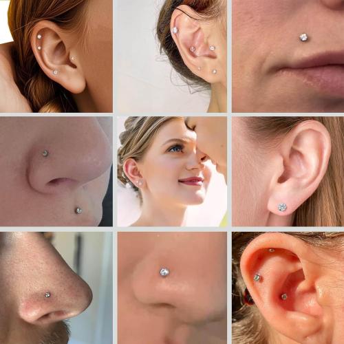 Gotumo 16G 18G 20G Flat Back Earrings Stud Titanium Threadless Nose Rings Tragus Labret Cartilage Lip Medusa Conch Body Piercing Jewelry Hypoallergenic for Women Men