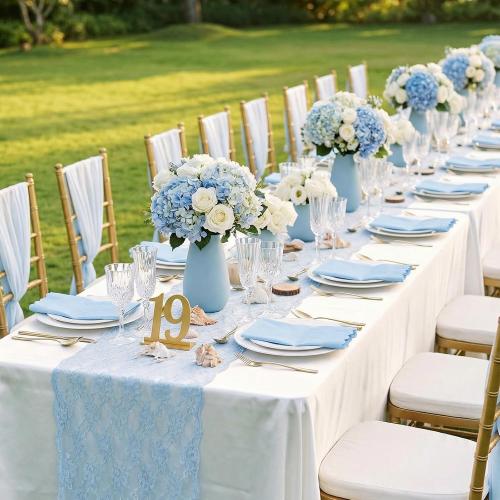 NatNarr 60 Pcs Light Blue Paper Napkins, 2 Ply Blue Disposable Napkins