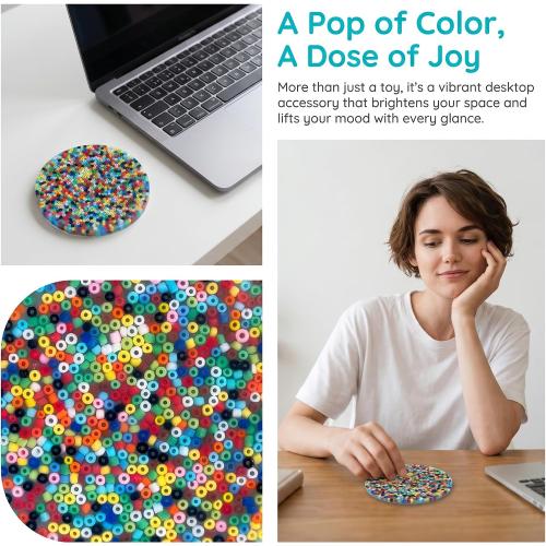 Flexible Silicone Sensory Fidget Pad, Multi-Color Mini Bead Covered Stress Relief Toy for Daily Calming, Anxiety Relief, Star