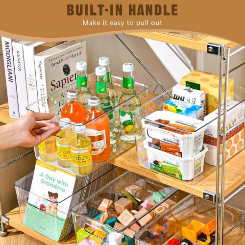 Freebat 6 Pack Clear Storage Bins with Lids, 7 Quart Pantry Organizer Bins