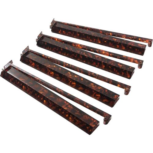 Mahjong Racks Set of 4, 17.5 Inch Tortoise Shell Finish ABS Mahjong Tile Racks with Pushers, Stylish Game Night Table Decor, Gift for Women & American Mahjong Players