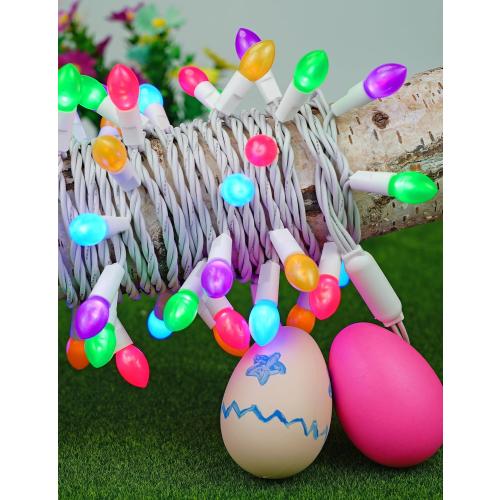 BOHON Easter Lights String 50 LED Multi Color Christmas Lights, White Wire